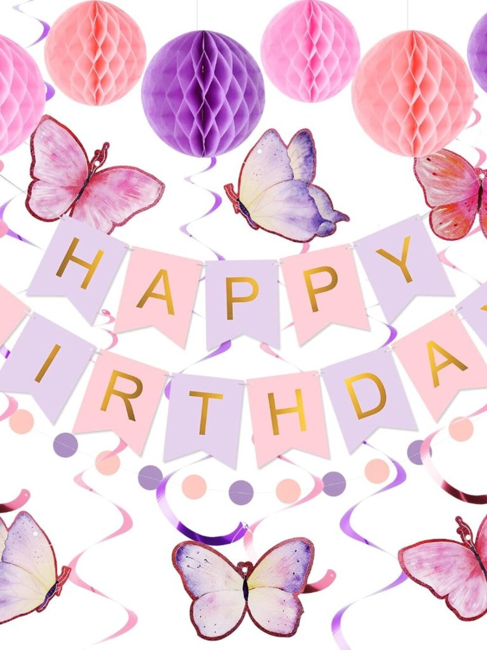 Birthday Decorations Happy Birthday Banner with Honeycomb Balls